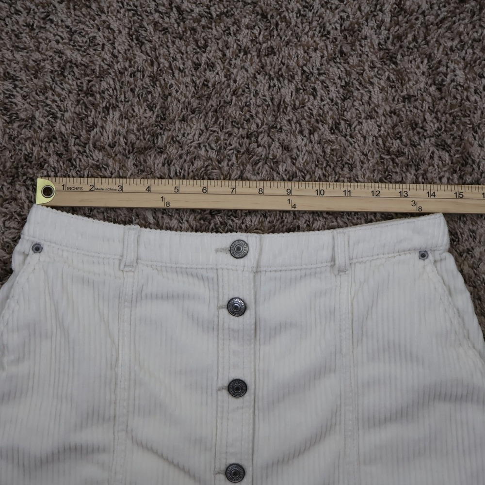 Abercrombie & Fitch Corduroy Mini Skirt Ivory Womens Medium Waist 29" Length 17" - Picture 7 of 10